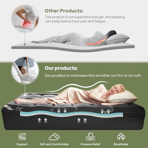 BEDLORE 4 Inch Twin XL Memory Foam Mattress Topper - Cooling Gel & Pillow Top