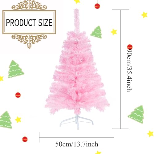 Pink 3ft Artificial Christmas Tree with Metal Stand - Tabletop Holiday Decor