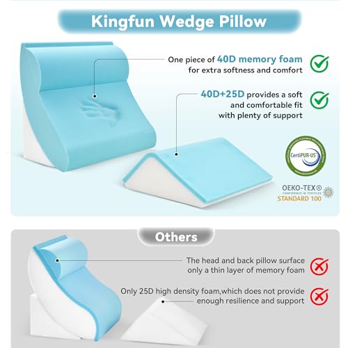 4-Piece Memory Foam Wedge Pillow Set for Pain Relief & Support