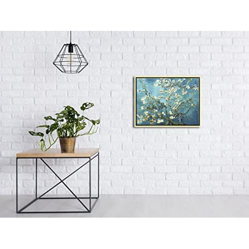 Wieco Art Framed Wall Art Canvas Prints of Almond Blossom by Vincent Van Gogh Paintings Reproduction Abstract Artwork for Wall Decor Golden Frame