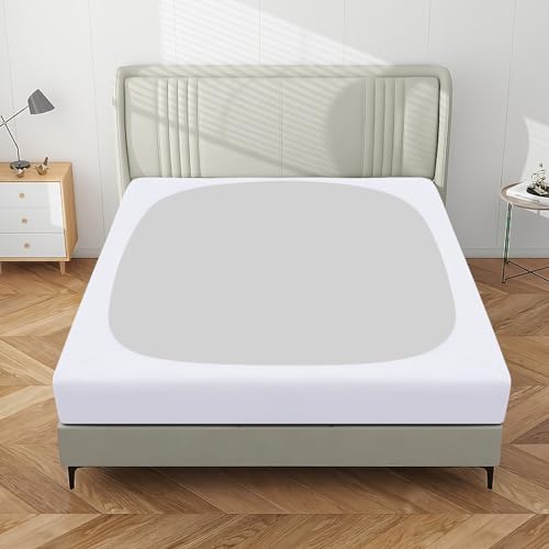 Stretchy Queen Box Spring Cover - Elastic Fitted 4-Side Wrap, White