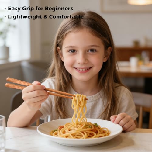 Natural Wooden Chopsticks Set - 5 Pairs Reusable Japanese Style Gift Box