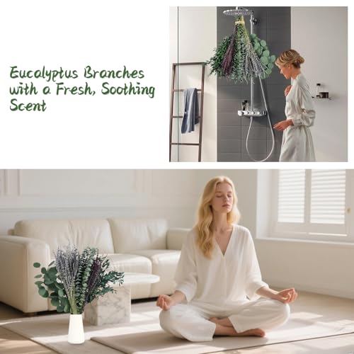 120 Pcs Preserved Dried Eucalyptus Stems & Lavender Flowers for Shower & Decor