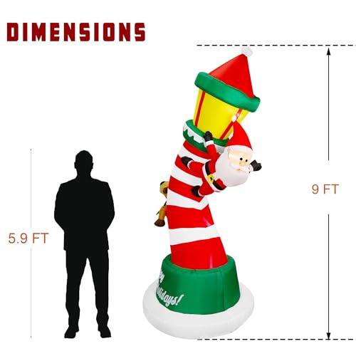 Lulu Home 9FT Christmas Inflatable Lighthouse with Santa & Reindeer - Variation Lighthouse - 9FT Height