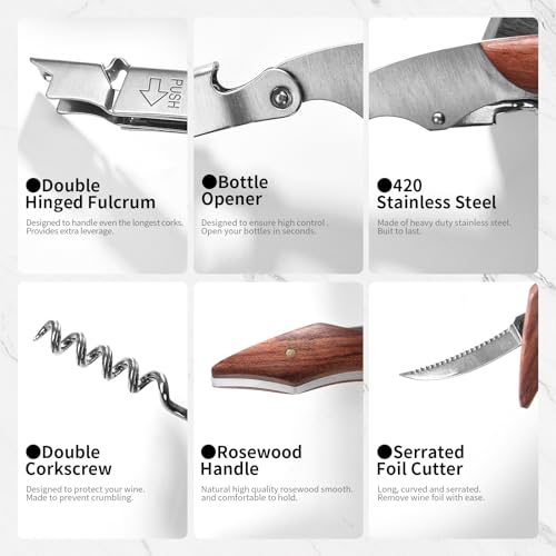 Onedor Custom Brown Wine Opener with Foil Cutter - Personalized Corkscrew Gift
