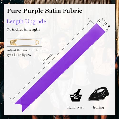 Customizable Purple Satin Sash for Weddings, Birthdays & Graduations