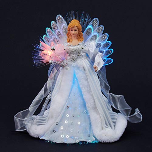 KSA 12 Elegant Silver and White LED Angel Christmas Tree Topper