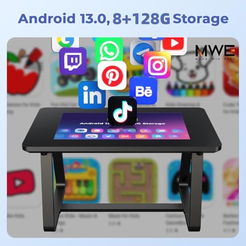 QIXZOCV 32 Inch Touchscreen Interactive Game Table - Detachable Android 13, 8+128GB