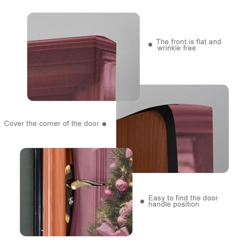 Burbuja 35 x 79 in Pink Bow Christmas Door Cover - Stretch Fabric Backdrop for Home Holiday Decor