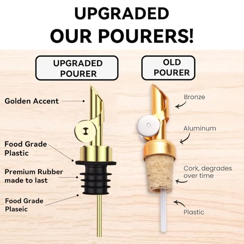 Lubise 4-Pack Stainless Steel Oil & Liquor Dispenser Spouts — Auto-Open Flip Top for Bottles