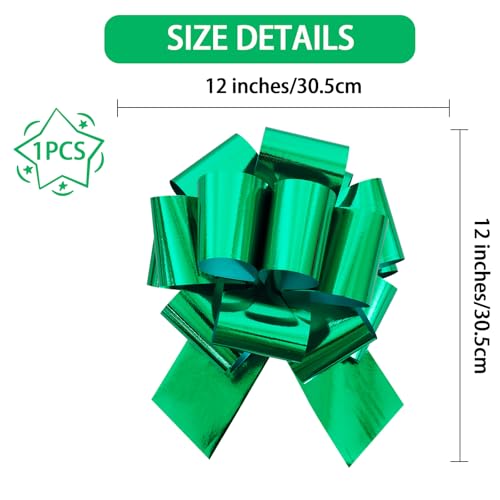 12 Inch Green Large Pull Bow - Giant Gift Wrap Decoration & Party Accessory
