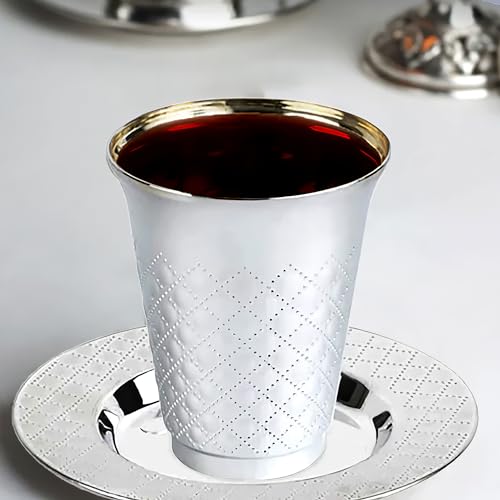 Disposable Silver Kiddush Cups with Diamond Pattern - 5 oz, 10 Pack