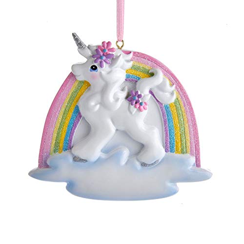 Kurt Adler Unicorn Rainbow Ornament 4.5in - Resin Holiday Decor