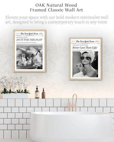 Audrey Hepburn Framed Canvas Wall Art 12x16 Inch Oak Wood