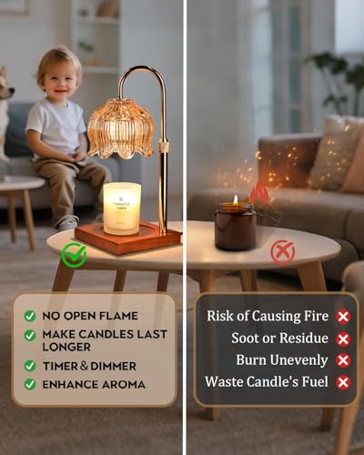 Adjustable Flower Candle Warmer Lamp with Timer & Dimmer