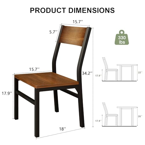 Modern Dining Chairs Set of 6 with Ergonomic Backrest & Metal Legs, Walnut