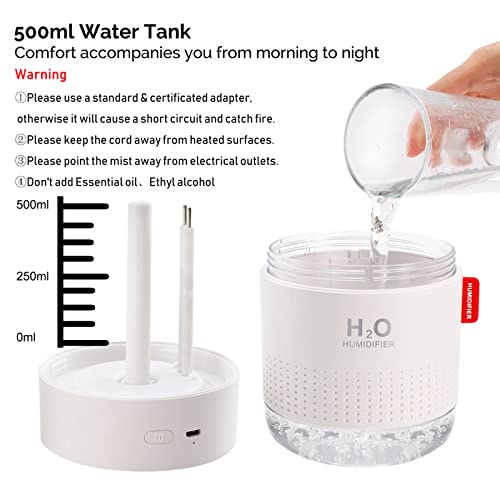 Portable Mini Humidifier 500ml USB Cool Mist for Bedroom Office