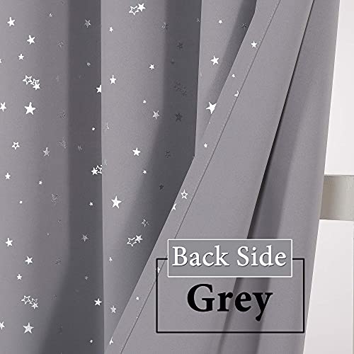 Star Pattern Blackout Curtains - Thermal Insulated Grommet Drapes, 52x63