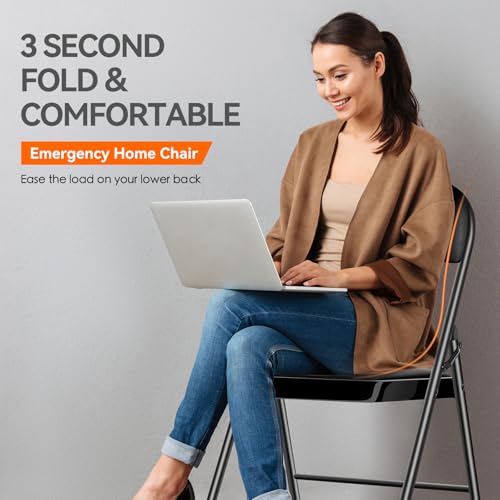 Heavy-Duty Padded Folding Chair with Steel Frame, Black