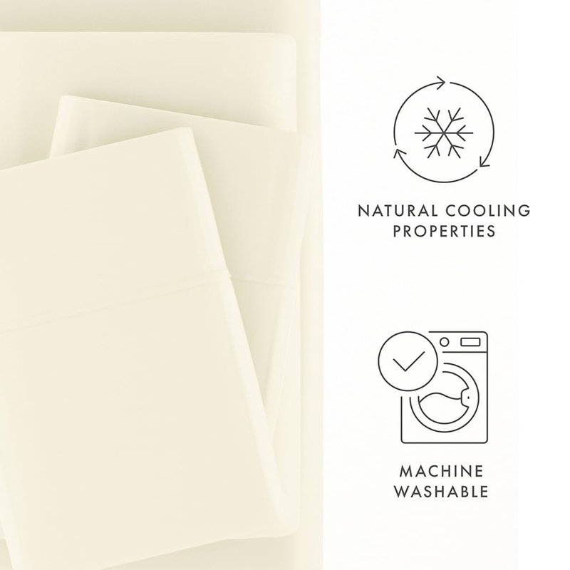 Linen Market - King Sheets - Cooling Bed Sheets Set - Deep Pocket Up to 16" - Breathable & Soft Bed Sheets & Pillowcases - Hotel Luxury Silky Soft - King Size Bed Sheets Set - 4 Piece, Ivory