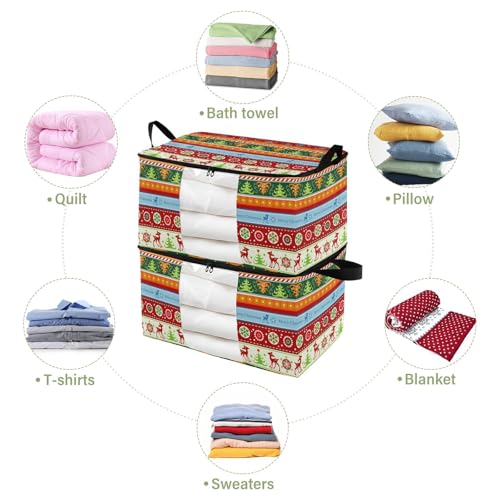 ZAZYXTJ 95L Christmas Storage Bag 60L/95L Large Capacity 2-Pack (Medium) – Foldable Clothes Organizer with Window