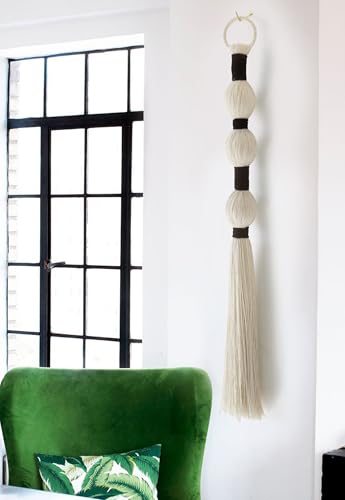Macrame Wall Hanging, 27-inch Handmade Cotton Tassel Art Decor