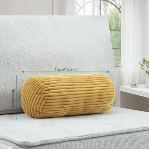 Corduroy Lumbar Pillow - 6x14 Inch Neck Roll for Support
