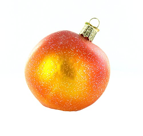 Handcrafted Glass Peach Christmas Ornament - Decorative Holiday Fruit