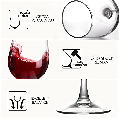 Tempered Glass Wine Glasses Set - 15.5 oz Stemware for Red or White Wine (8 Pack)