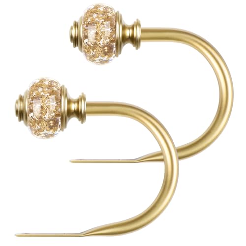 Gold Crystal Curtain Holdbacks - Decorative Wall Mounted Drapery Tiebacks
