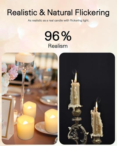 SHYMERY 50-Pack Flameless LED Votive Candles Warm White 200+ Hour Battery Tea Lights