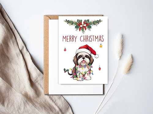 Shih Tzu Christmas Card - Cute Dog Greeting Card for Dog Lovers