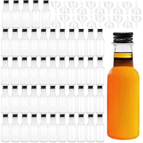 50 Pack 1oz Mini Liquor Bottles with 20 Funnels - Empty Spirit & Travel Bottles