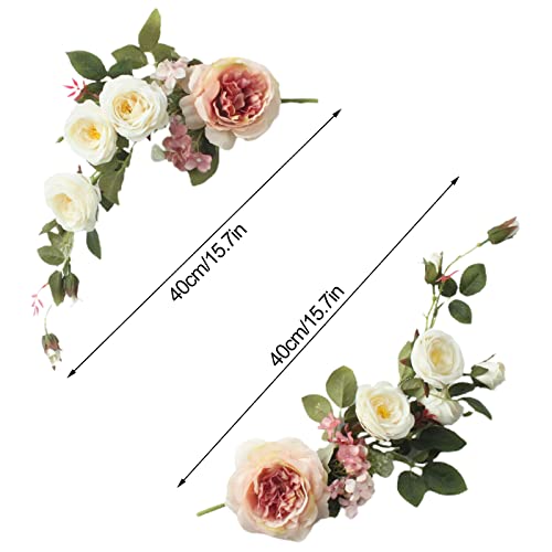 2-Piece Artificial Peony Flower Swag, 16-Inch Silk Eucalyptus Floral Decor