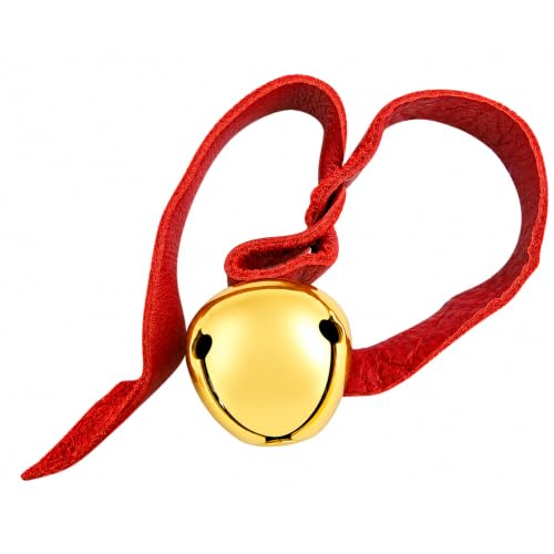 Believe Brass Sleigh Bell Ornament with Red Leather Cord