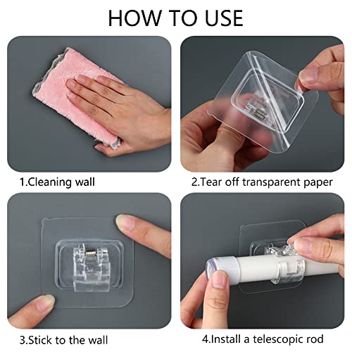 8 Pcs Adhesive Curtain Rod Holders - No Drill Wall Brackets for Rods