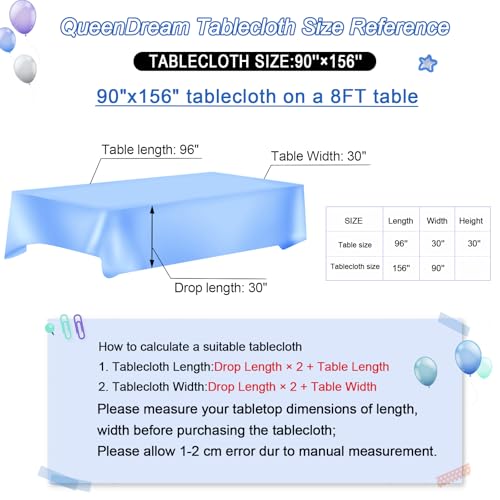 QueenDream Royal Blue Sequin Tablecloth 90x156 Inch Party Overlay