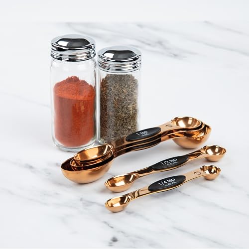 Progressive International Magnetic Measuring Spoons, Set of 5 ? Black, Easy to Store with Magnetic Design (Rose Gold)