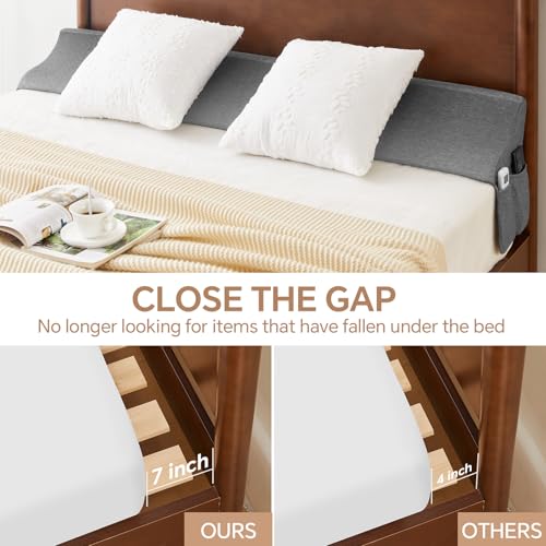 Queen Size Bed Wedge Pillow for Mattress Gap Filling - Grey