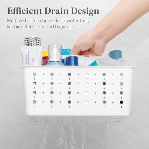Portable Shower Caddy - Adjustable Plastic Organizer with Drain Design