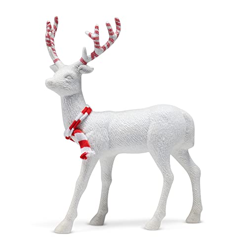 Peppermint Glitter Reindeer Christmas Figurines - 12" Holiday Decor, 2 Pack