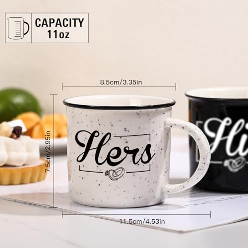 His & Hers Wedding Coffee Mug Set of 2 - 11oz Couples Gift for Engagement & Anniversary