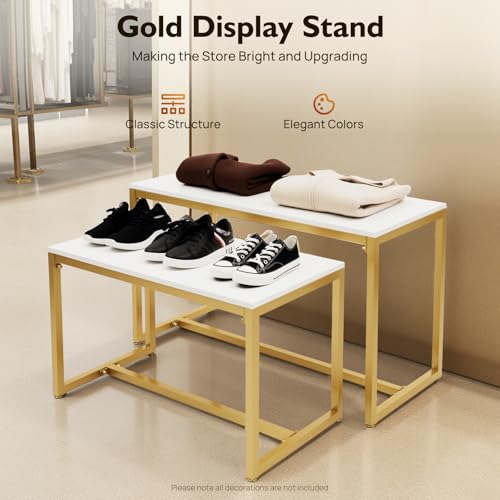 2-Piece Metal Retail Display Table Set for Shoes and Handbags