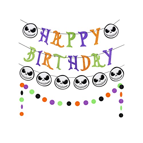 Halloween Jack Skellington Birthday Banner & Skull Garland Set