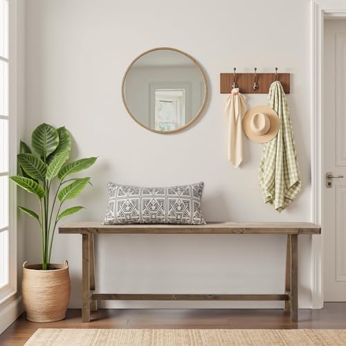 Rustic Solid Wood Farmhouse Entryway Bench - 47.2 Inch Indoor Seating