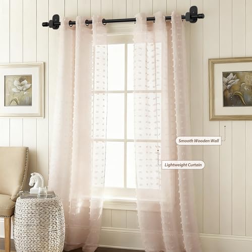 No Drill Adjustable Curtain Rod, 32 to 86 Inch, 5/8" Black Drapery Rod