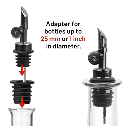 USEAMIE 2-Pack Liquor & Oil Pour Spouts with Adapters - Auto-Open/Close, Hygienic & Fast Pouring