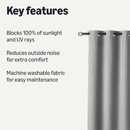 Blackout Curtains with Grommets, Noise Reducing, 52x84 Inches, Dark Gray - Set of 2