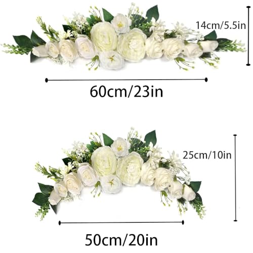 23-Inch Artificial Peony and Rose Floral Swag for Arch and Door Decor