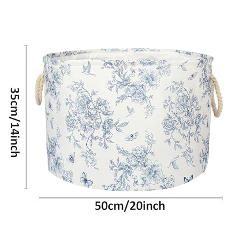 Large Floral Nursery Storage Basket - Collapsible Toy Bin & Laundry Hamper